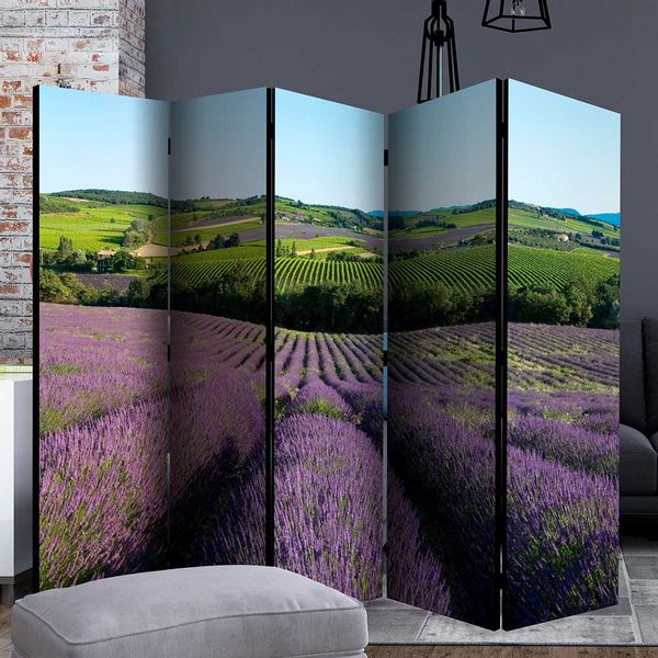 Paravent mit Lavendelfeld Motiv Landhausstil günstig online kaufen