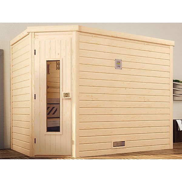 Weka Massivholzsauna Turku 3 Sparset 7,5 kW BioS Holztür günstig online kaufen