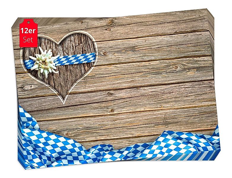 Tischsetmacher Platzset Tischsets, Platzsets - Bayern Herz mit Edelweiß, (a günstig online kaufen