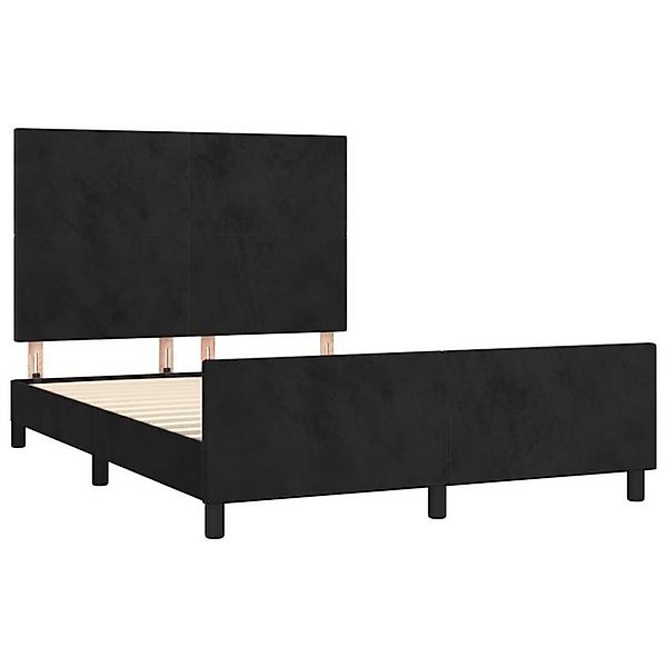 vidaXL Bettgestell Bettrahmen mit Kopfteil Schwarz 140x190 cm Samt Bett Bet günstig online kaufen