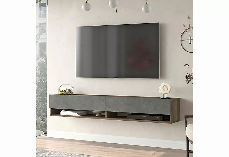 en.casa TV-Schrank »Laitila« TV Hängeboard 180x31,5x29,5cm Eiche dunkel/Bet günstig online kaufen