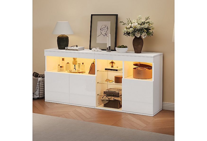 Merax Sideboard Hochglanz Anrichte mit LED-Beleuchtung inkl.APP (155,5 x 35 günstig online kaufen