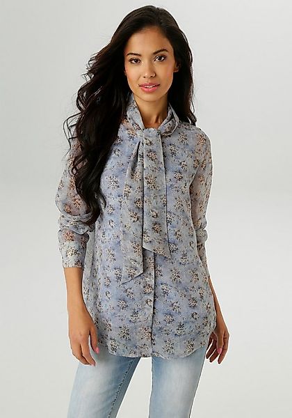 Aniston SELECTED Langarmbluse mit Schluppe und minimalen Blümchenmuster günstig online kaufen