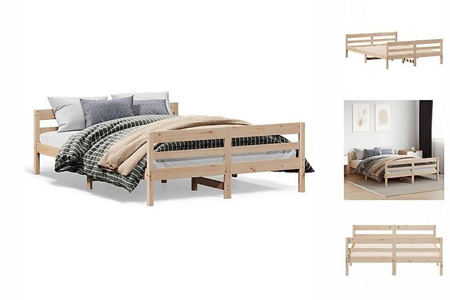 vidaXL Bettgestell Massivholzbett mit Kopfteil 140x200 cm Kiefer Bett Bettg günstig online kaufen