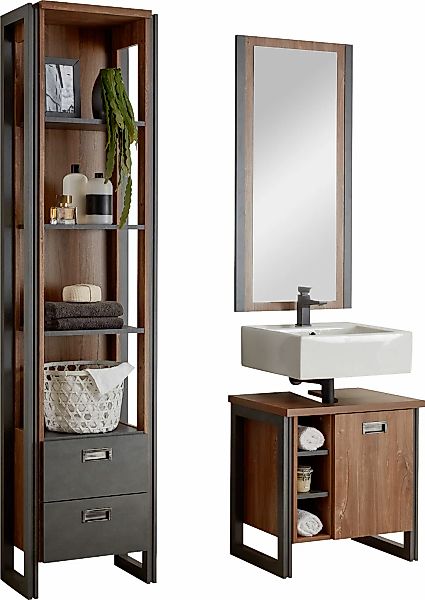 Home affaire Badmöbel-Set "Detroit, Bad im Industrialdesign, 3-teiliges Bad günstig online kaufen