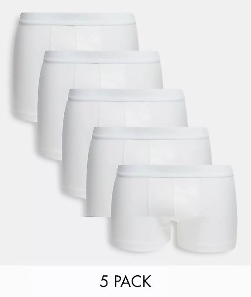 ASOS DESIGN – 5er-Pack Unterhosen aus Bio-Baumwollmischung in Weiß günstig online kaufen