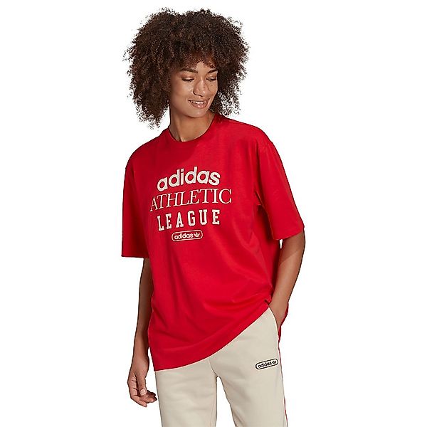 adidas Originals – Retro Luxury – T-Shirt in Rot mit Schriftzug günstig online kaufen