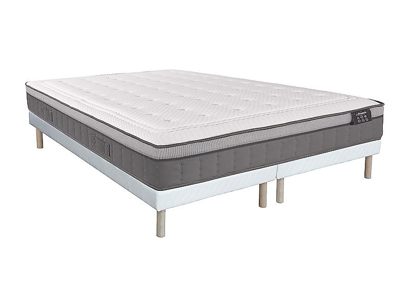 Set aus Bettgestell + Matratze - 180 x 200 cm - Hybridmatratze - 7-Zonen-Ta günstig online kaufen