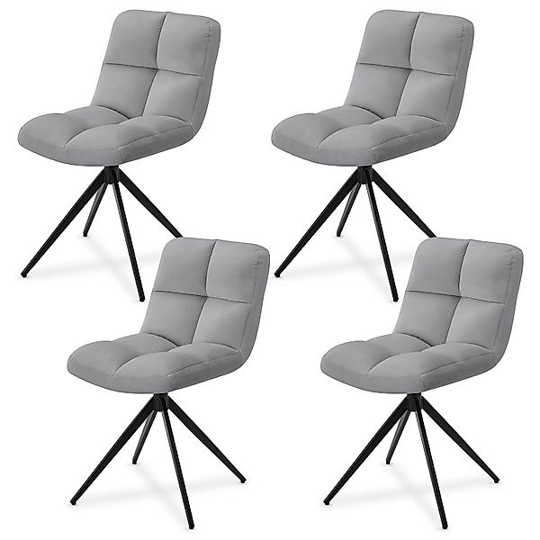 Juskys Drehstuhl Dallas 4er Set Samt Hellgrau günstig online kaufen