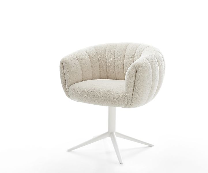 Drehstuhl Jada-Flex Teddystoff Beige Fußkreuz Weiß 360° drehbar Wippfunktio günstig online kaufen