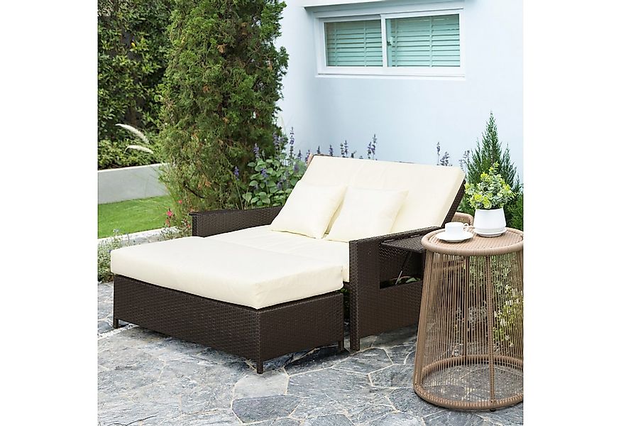 Outsunny Gartensofa Zweisitzer-Gartensofa mit Liegefunktion, Polyrattan Lou günstig online kaufen