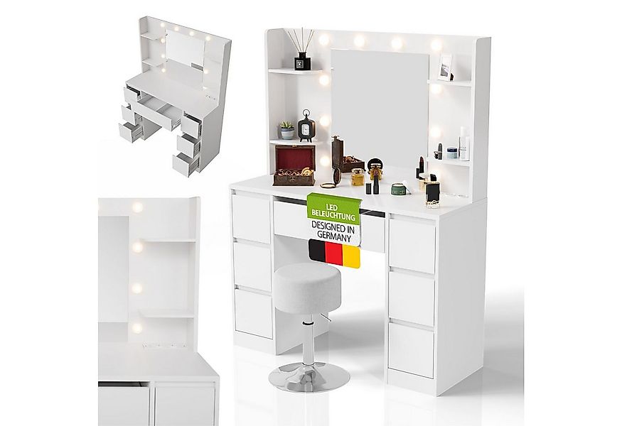 Juskys Schminktisch Malia, LED-Beleuchtung, 3 Helligkeitsstufen, modern, 7 günstig online kaufen