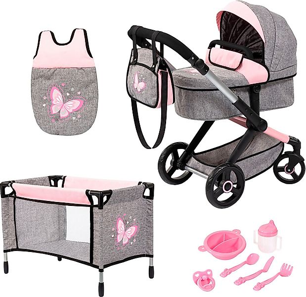 Bayer Kombi-Puppenwagen Xeo Mega, grau/rosa, (Set) günstig online kaufen