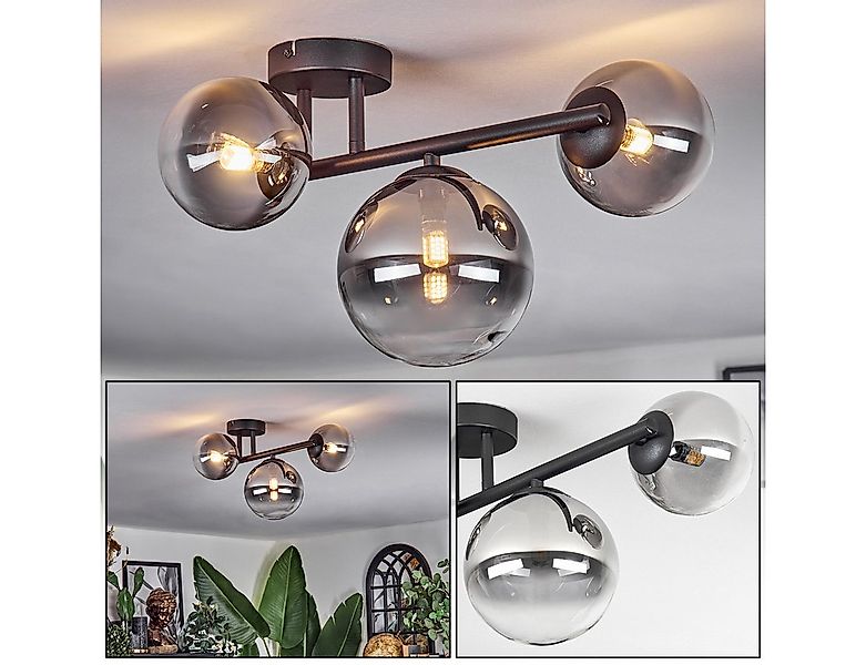 hofstein Deckenleuchte 3-flammige Deckenlampe aus Metall/Glas in Schwarz/Ra günstig online kaufen