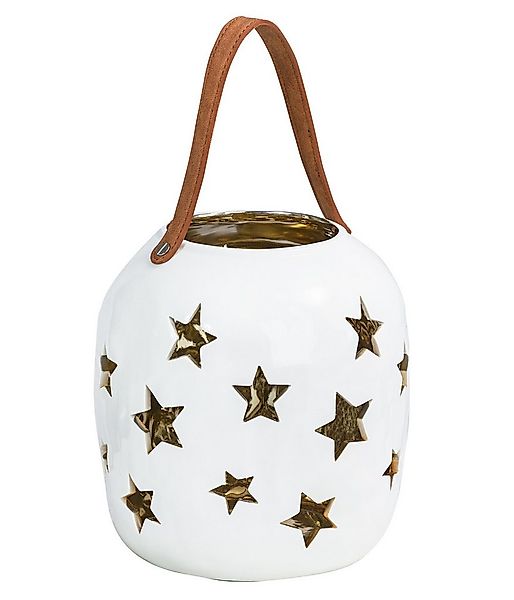 Dehner Weihnachtsfigur Laterne Emi mit Lederriemen, Ø 19.5 cm, Höhe 34 cm, günstig online kaufen