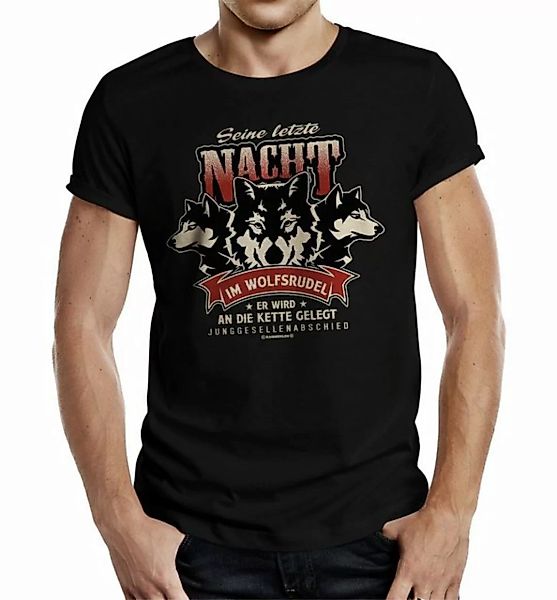 RAHMENLOS® T-Shirt zum Junggesellenabschied - Letzte Nacht im Wolfsrudel günstig online kaufen