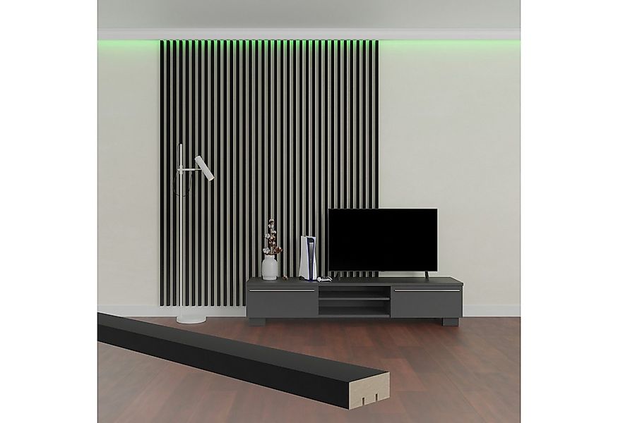 Hexim Wanddekoobjekt Briona Black Edition (Lamellen 2,7 Meter - MDF Holzlam günstig online kaufen