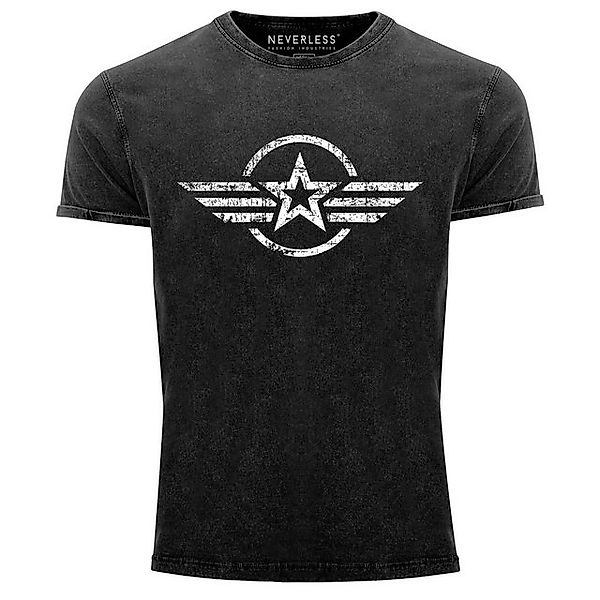 Neverless Print-Shirt Herren Vintage Shirt Airforce Stern Army Military Auf günstig online kaufen