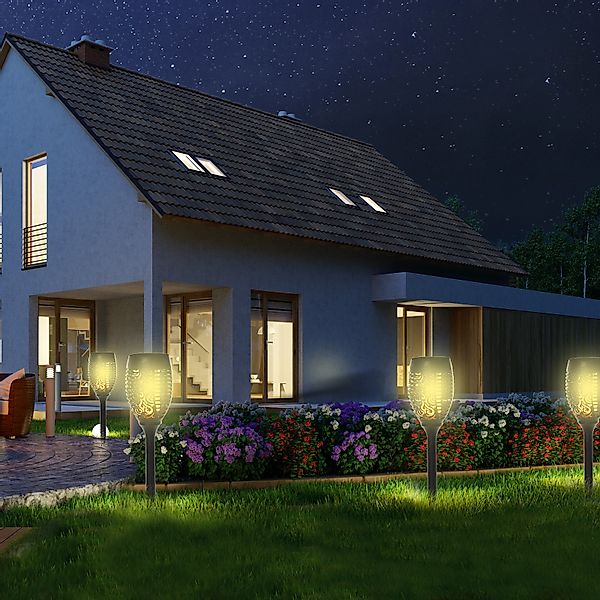 Outsunny Solarleuchte Outdoor 4er-Set Gartenlicht IP44 wasserfest 6-8h Leuc günstig online kaufen