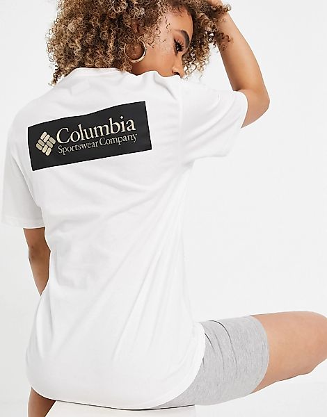 Columbia – North Cascades – Weißes T-Shirt mit rückseitigem Druckmuster günstig online kaufen