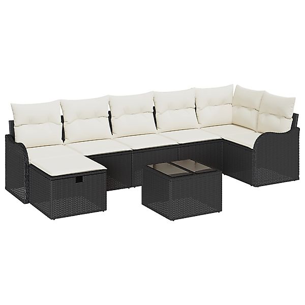 vidaXL Garten-Sofa-Set mit Kissen 8-Tlg Schwarz Poly Rattan 3360338 günstig online kaufen