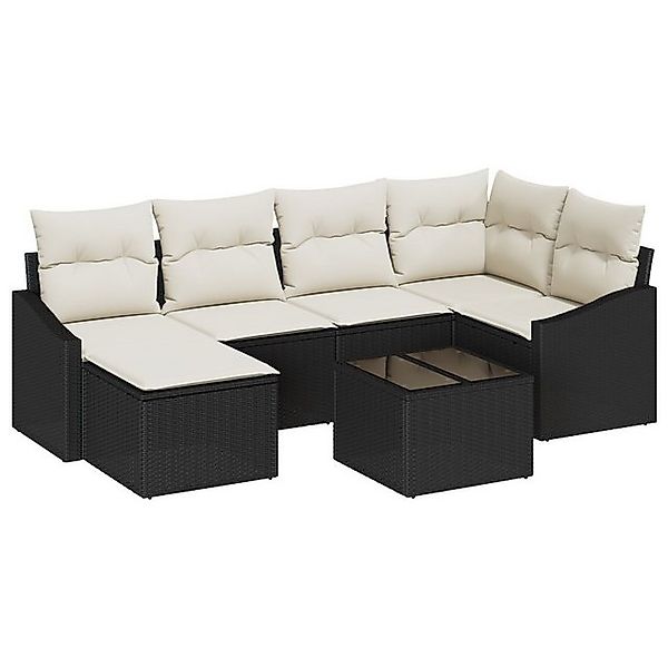 vidaXL Loungesofa 6-teiliges Garten Essgruppe mit Kissen Braun Poly Rattan, günstig online kaufen