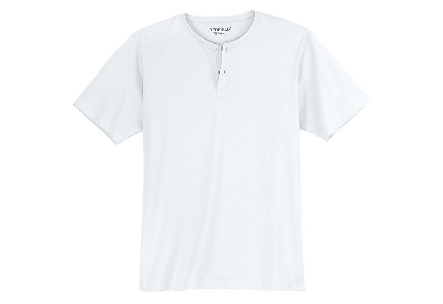 redfield Rundhalsshirt Redfield T-Shirt weiß mit Knopfleiste Übergröße günstig online kaufen