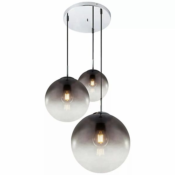 GLOBO Pendelleuchte Varus 15861-3 Chrom Metall Glas H/D: ca. 120x51 cm E27 günstig online kaufen