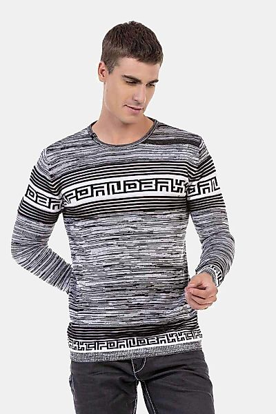 Cipo & Baxx Rundhalspullover "Pullover", (1 tlg.), in Melange Strick, CP244 günstig online kaufen