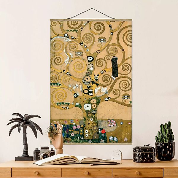 Stoffbild Kunstdruck mit Posterleisten - Hochformat Gustav Klimt - Der Lebe günstig online kaufen