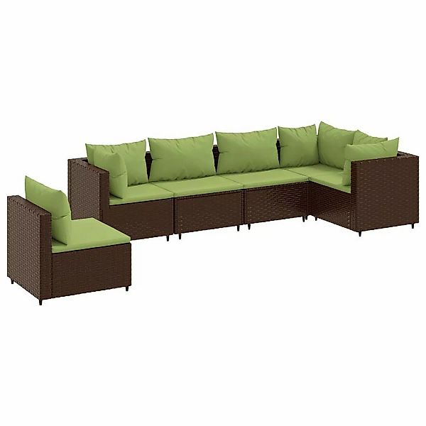 vidaXL 6-tlg Garten-Lounge-Set mit Kissen Braun Poly Rattan Modell 9 günstig online kaufen