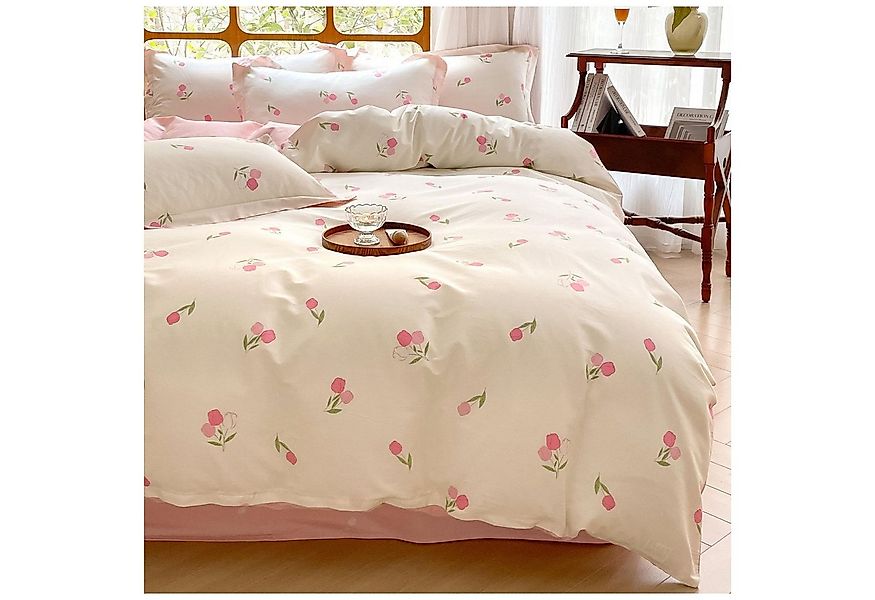 KEAYOO Bettwäsche Blumen, Baumwolle, 4 teilig, Baumwolle Bettwäsche Blumenb günstig online kaufen