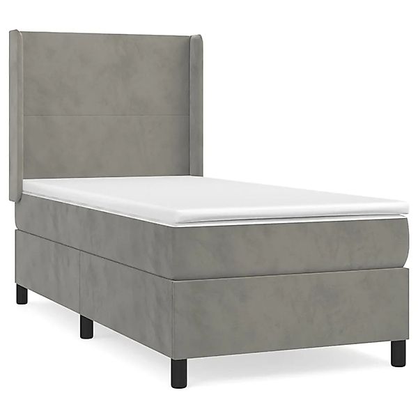 vidaXL Boxspringbett mit Matratze Hellgrau 100x200 cm Samt1400306 günstig online kaufen