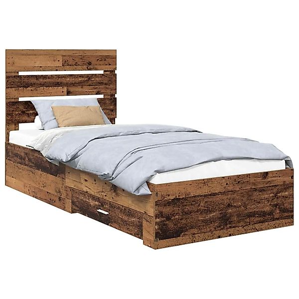 vidaXL Bettrahmen mit Schubladen Altholz 90 x 200 cm Holzwerkstoff 3412018 günstig online kaufen