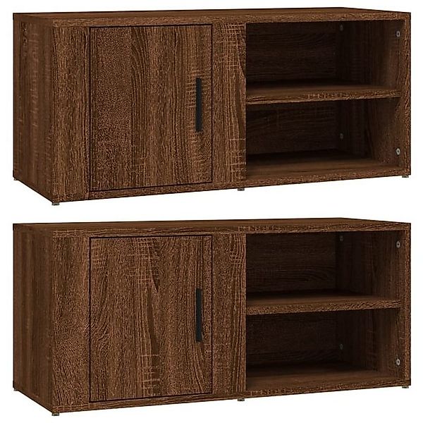 furnicato TV-Schrank TV-Schränke 2 Stk. Braun Eiche 80x31,5x36 cm Holzwerks günstig online kaufen