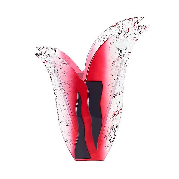 Glasvase Designelement Deko Tischvase Fusing Glas Kunst weiß rot 31cm Handm günstig online kaufen