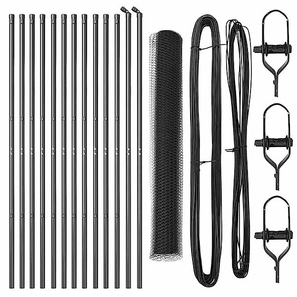 vidaXL Zaunpfosten Grau 25 x 1,4 m 25 mm Netz Stahl und PVC 3352822 günstig online kaufen