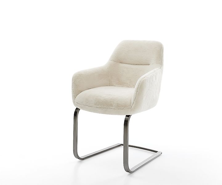 Freischwinger Pejo-Flex Plüsch Creme-Weiß Freischwinger flach Graphit Tasch günstig online kaufen