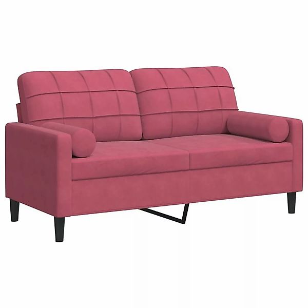 vidaXL 2-Sitzer-Sofa mit Zierkissen Weinrot 140 cm Samt 2158387 günstig online kaufen