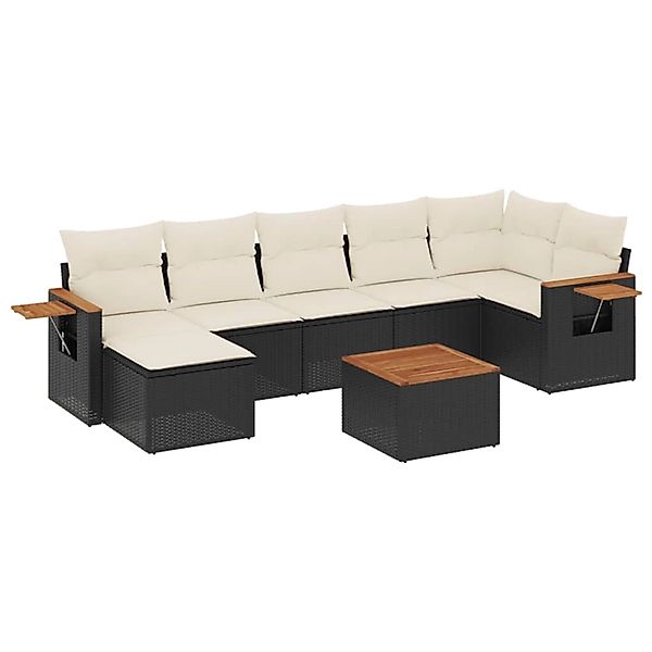 vidaXL 8-Tlg Garten-Sofagarnitur mit Kissen Schwarz Poly Rattan 3259438 günstig online kaufen