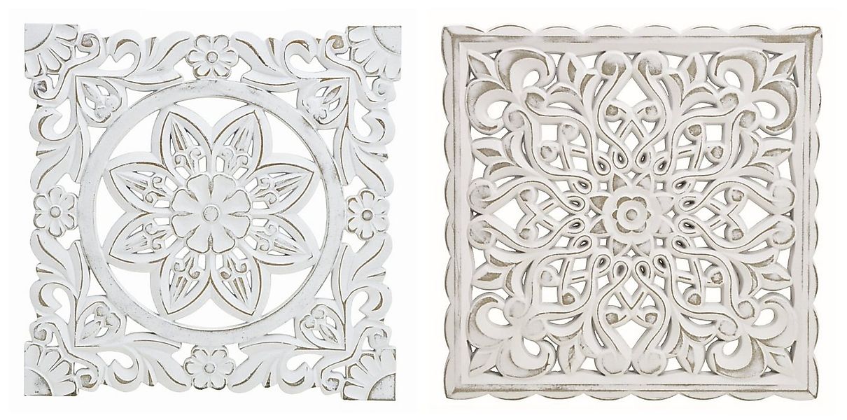 Meinposten Wanddekoobjekt Wandornament Holz weiß 38x38 cm shabby Landhaus O günstig online kaufen