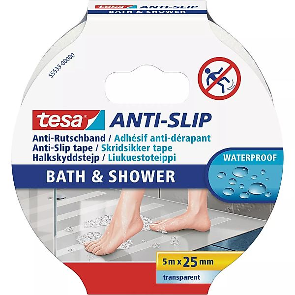Tesa Anti-Rutschband Bad und Dusche Transparent 5 m x 25 mm günstig online kaufen