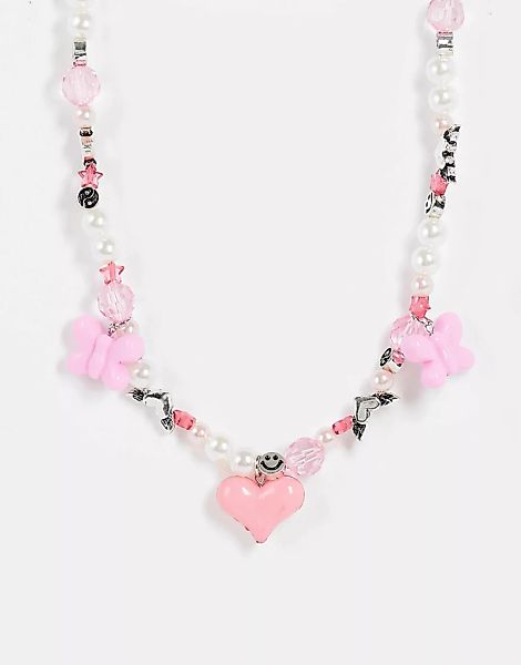 ASOS DESIGN – Halskette aus Kunstperlen mit auffälligen Schmetterlings- und günstig online kaufen