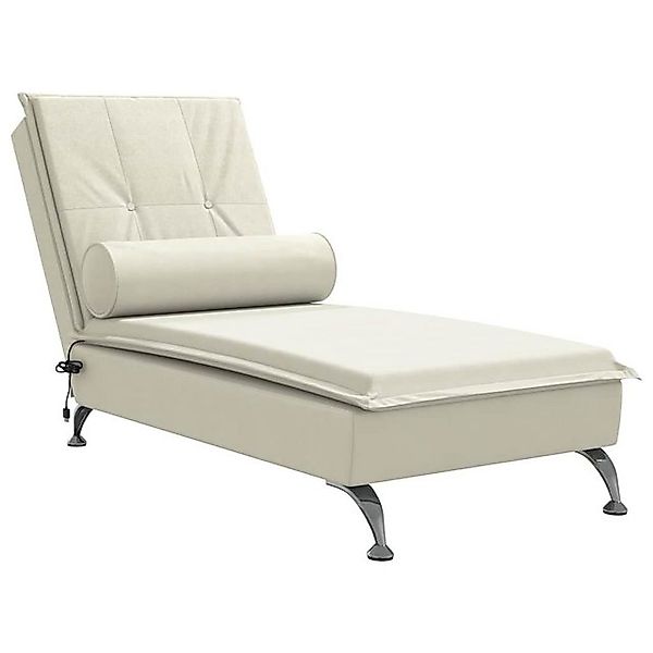 vidaXL Chaiselongue, Massage-Chaiselongue mit Nackenrolle Creme Samt günstig online kaufen