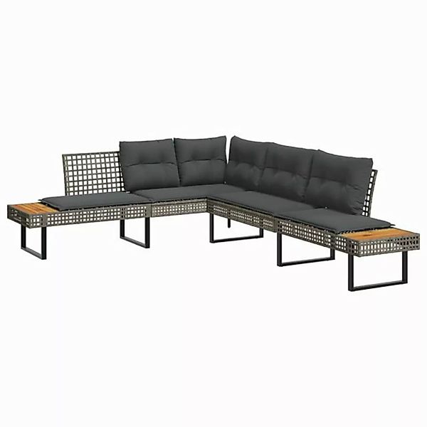 vidaXL Loungesofa Gartensofa in L-Form mit Kissen Grau Poly Rattan und, 1 T günstig online kaufen