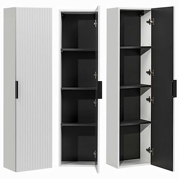 Lomadox Hochschrank ADELAIDE-56-WHITE Badezimmerschrank 1-türig, gerillte F günstig online kaufen