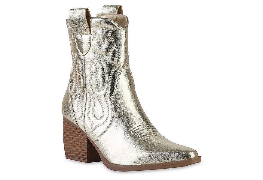 VAN HILL 837779 Cowboy Boots Damen Stiefeletten Cowboy Boots Trichterabsatz günstig online kaufen