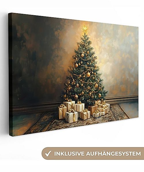OneMillionCanvasses® Leinwandbild Weihnachtsbaum - Geschenke - Gold, Fotodr günstig online kaufen