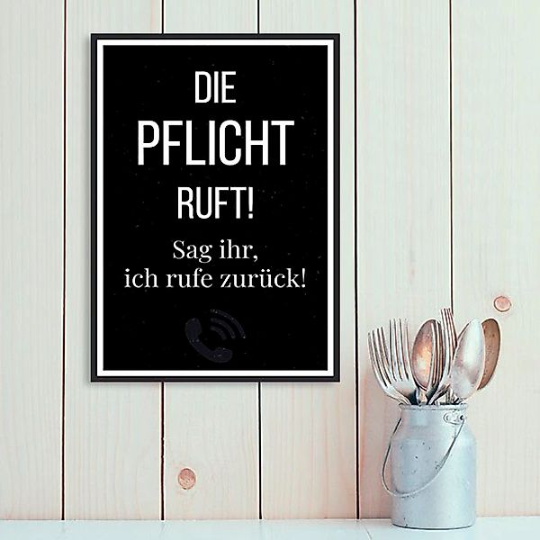 queence Metallbild "Pflicht ruft", Schriftzüge, (1 St.), Stahlschilder günstig online kaufen