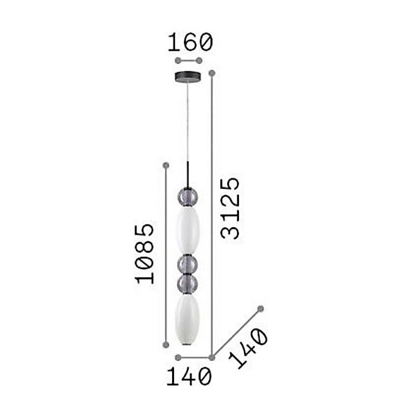 Ideal Lux LED-Hängeleuchte Lumiere-3, Glas opal/grau günstig online kaufen